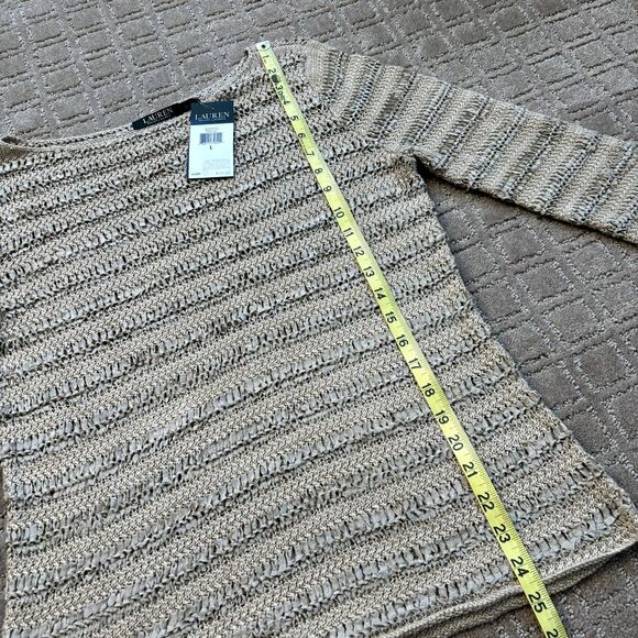 Ralph Lauren Linen Blend Sweater Beige Large Boatneck L/S Top Open Knit NWT - Picture 6 of 6